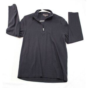 Michael Kors MK Mens Black Half Zip Pullover Sweater M Cotton/Polyester